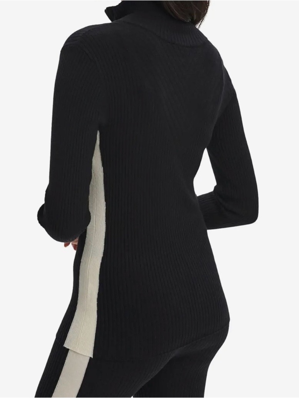 Varley Demi 2.0 half-zip knit top in black with contrast side panels
